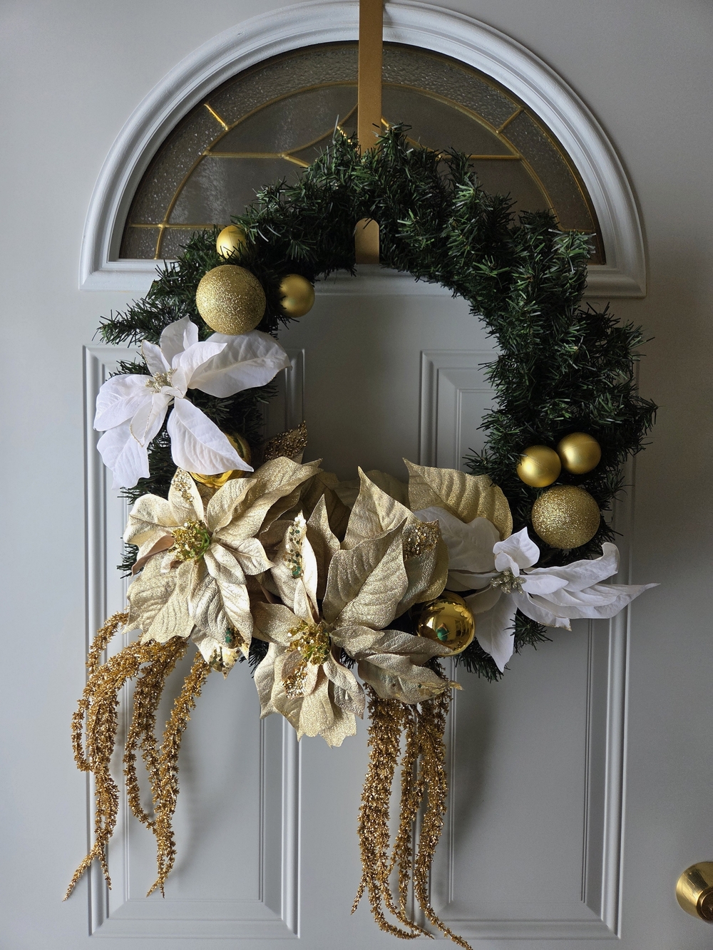 Gold & White Festive Holiday Wreath by